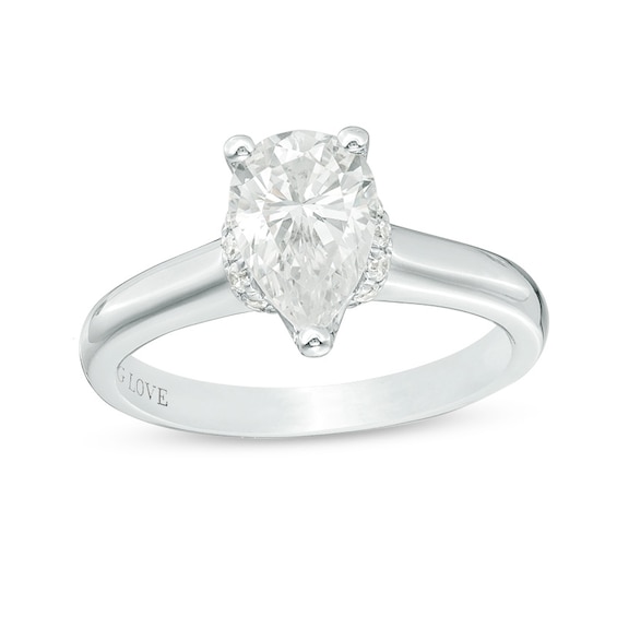 Vera Wang Love Collection 1.12 CT. T.W. Pear-Shaped Diamond Collar Engagement Ring in 14K White Gold