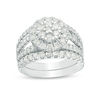 1.95 CT. T.W. Composite Diamond Frame Multi-Row Bridal Set in 10K White Gold