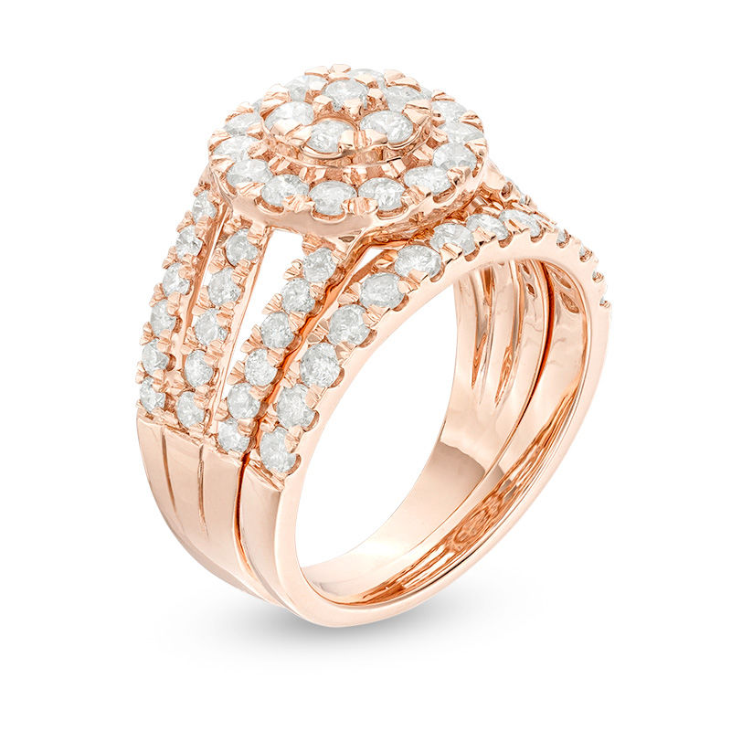 1.95 CT. T.W. Composite Diamond Frame Multi-Row Bridal Set in 10K Rose Gold|Peoples Jewellers