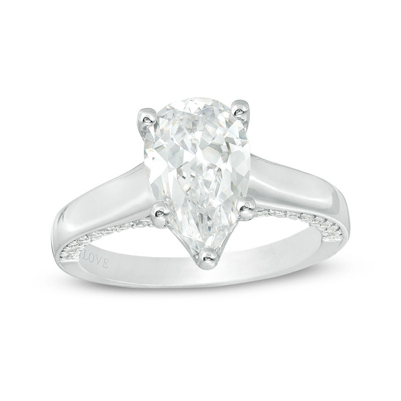 Vera Wang Love Collection 2.29 CT. T.W. Certified Pear-Shaped Diamond Engagement Ring in 14K White Gold (I/SI2)|Peoples Jewellers