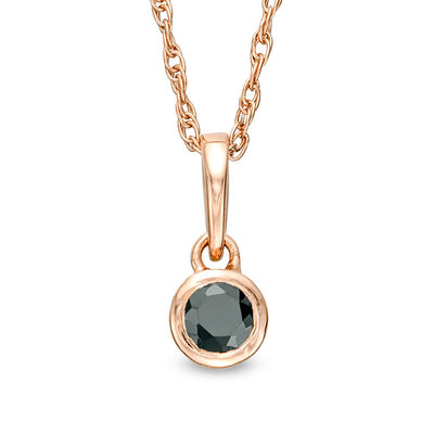 CT. Black Diamond Solitaire Bezel-Set Pendant in 10K Rose Gold