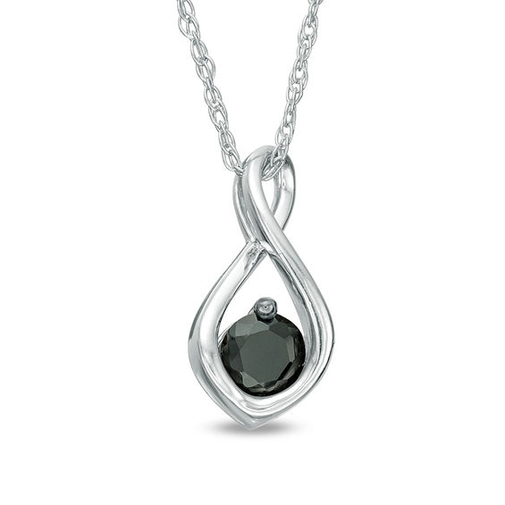 0.37 CT. Black Diamond Solitaire Infinity Pendant in 10K Gold