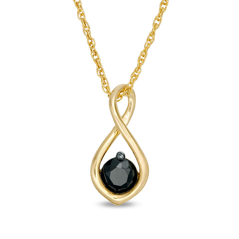 Main Image 1 of 0.37 CT. Black Diamond Solitaire Infinity Pendant in 10K Gold