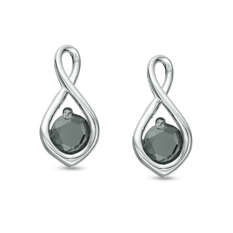 0.58 CT. T.W. Black Diamond Solitaire Infinity Drop Earrings in 10K Gold|Peoples Jewellers