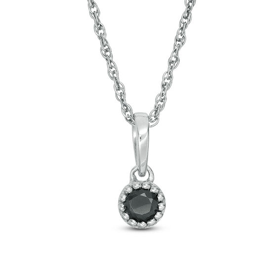 CT. Black Diamond Solitaire Beaded Frame Pendant in 10K Gold