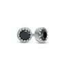 Thumbnail Image 0 of 0.14 CT. T.W. Black Diamond Solitaire Beaded Frame Stud Earrings in 10K White Gold