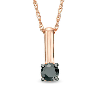 0.37 CT. Black Diamond Solitaire Stick Drop Pendant in 10K Rose Gold