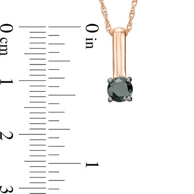 0.37 CT. Black Diamond Solitaire Stick Drop Pendant in 10K Rose Gold