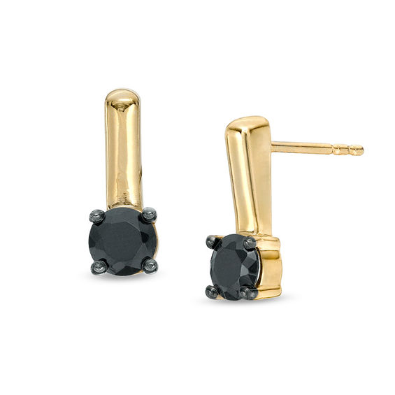 0.58 CT. T.W. Black Diamond Solitaire Stick Drop Earrings in 10K Gold