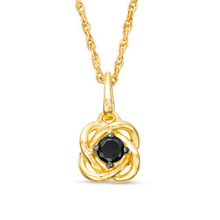 0.085 CT. Black Diamond Solitaire Swirl Frame Pendant in 10K Gold