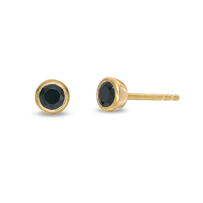CT. T.W. Black Diamond Solitaire Bezel-Set Stud Earrings in 10K Gold|Peoples Jewellers