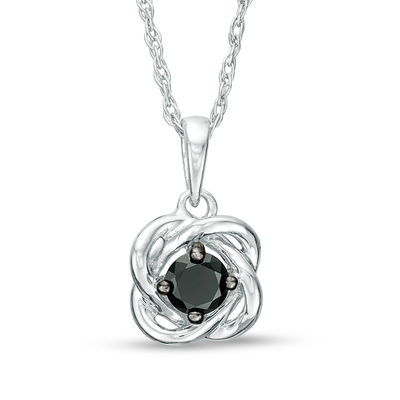 0.18 CT. Black Diamond Solitaire Love Knot Pendant in 10K Gold