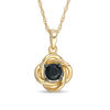 Thumbnail Image 1 of 0.18 CT. Black Diamond Solitaire Love Knot Pendant in 10K Gold