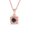 Thumbnail Image 0 of 0.18 CT. Black Diamond Solitaire Love Knot Pendant in 10K Rose Gold