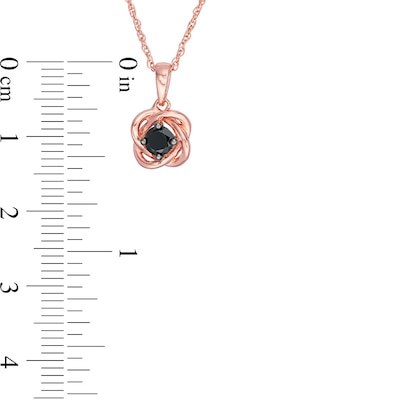 0.18 CT. Black Diamond Solitaire Love Knot Pendant in 10K Rose Gold