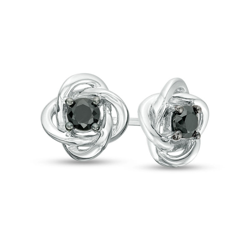 0.29 CT. T.W. Black Diamond Solitaire Love Knot Stud Earrings in 10K Gold|Peoples Jewellers