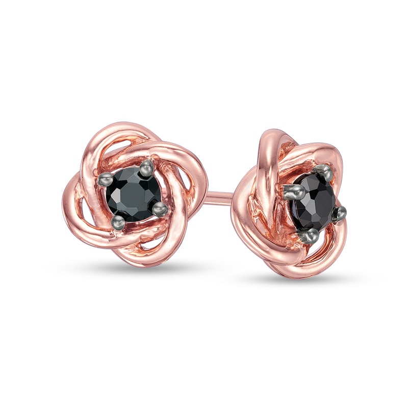0.29 CT. T.W. Black Diamond Solitaire Love Knot Stud Earrings in 10K Rose Gold|Peoples Jewellers