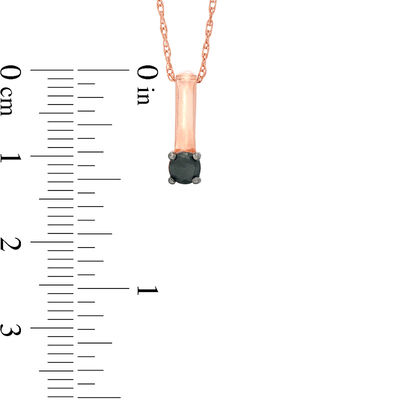 0.18 CT. Black Diamond Solitaire Stick Drop Pendant in 10K Rose Gold