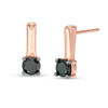 Thumbnail Image 1 of 0.29 CT. T.W. Black Diamond Solitaire Stick Drop Earrings in 10K Rose Gold