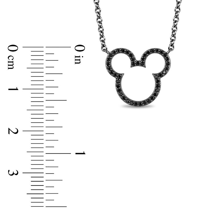 Mickey Mouse & Minnie Mouse 0.18 CT. T.W. Black Diamond Necklace in Sterling Silver with Black IP - 17.5"