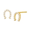 Cubic Zirconia Horseshoe Stud Earrings in 14K Gold