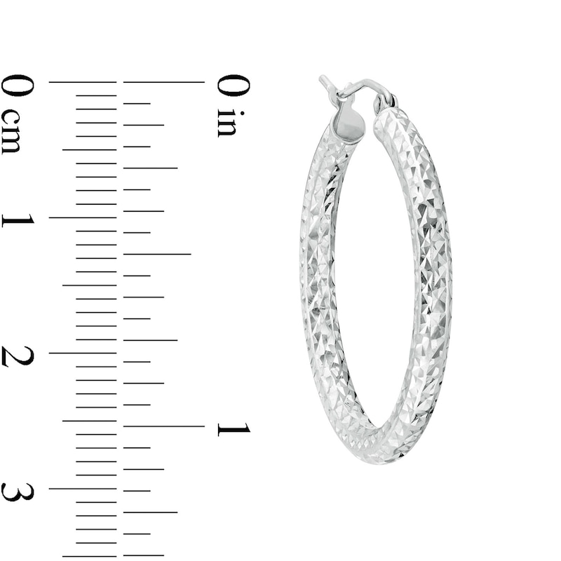 30.0mm Diamond-Cut Tube Hoop Earrings in Sterling Silver|Peoples Jewellers