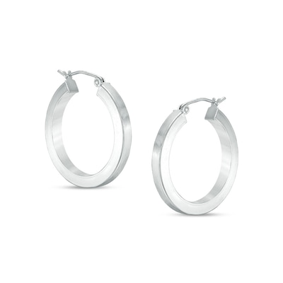 25.0mm Square-Shaped Tube Hoop Earrings in Sterling Silver