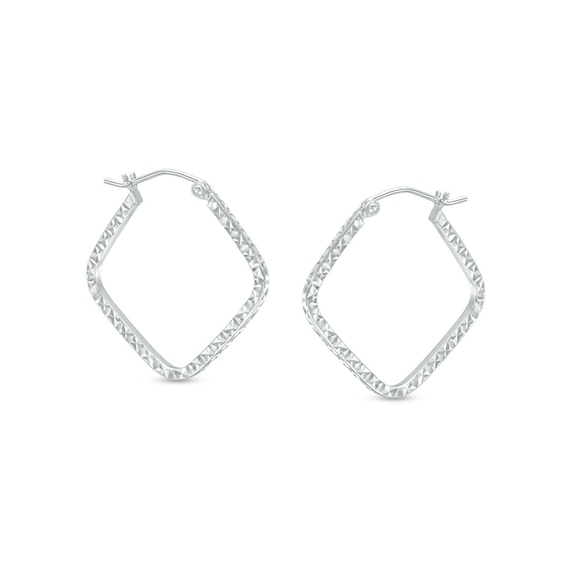 Diamond-Cut Square-Shaped Tube Hoop Earrings in Sterling Silver