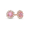 Thumbnail Image 0 of Child's Pink and White Cubic Zirconia Frame Stud Earrings in 10K Rose Gold