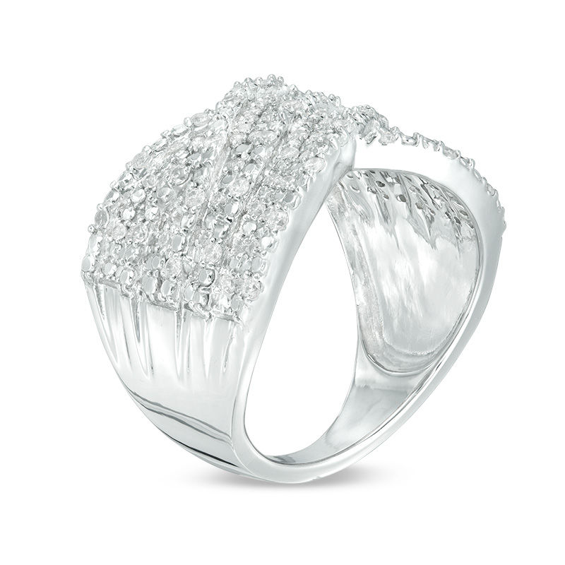 0.45 CT. T.W. Diamond Multi-Row Crossover Ring in 10K White Gold|Peoples Jewellers