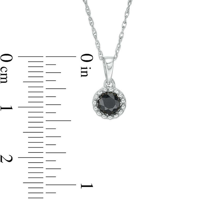 Main Image 3 of 0.37 CT. Black Diamond Solitaire Beaded Frame Pendant in 10K White Gold