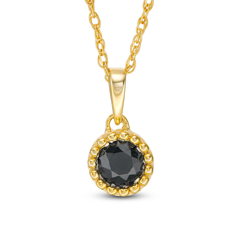 Main Image 1 of 0.37 CT. Black Diamond Solitaire Beaded Frame Pendant in 10K Gold