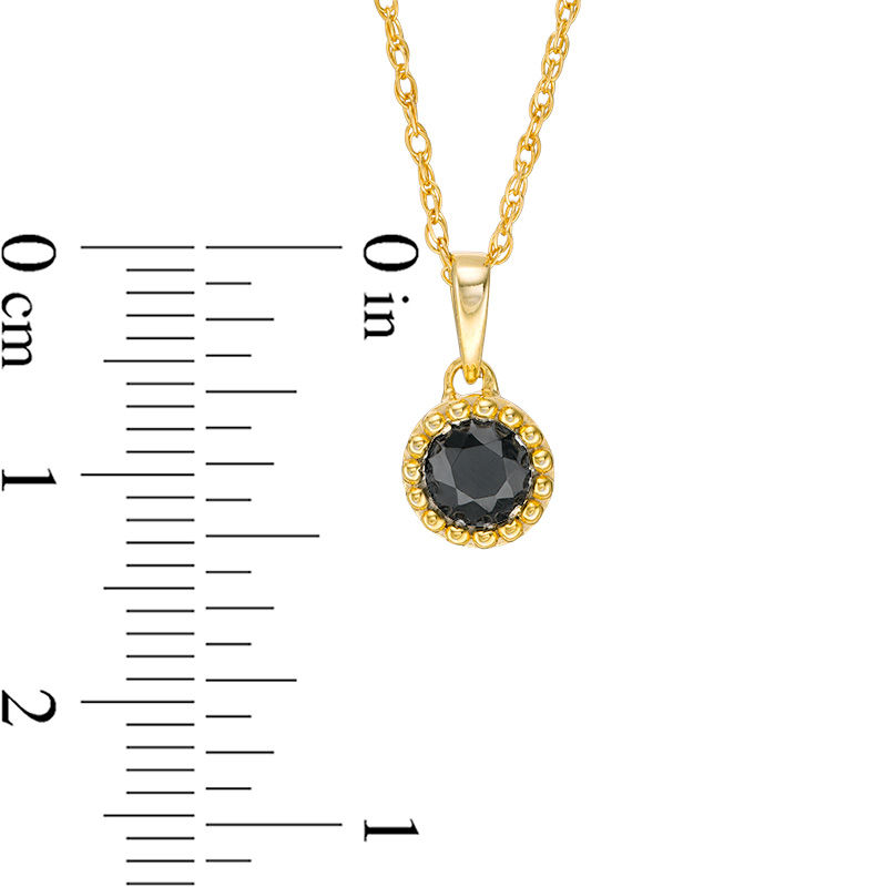 Main Image 3 of 0.37 CT. Black Diamond Solitaire Beaded Frame Pendant in 10K Gold