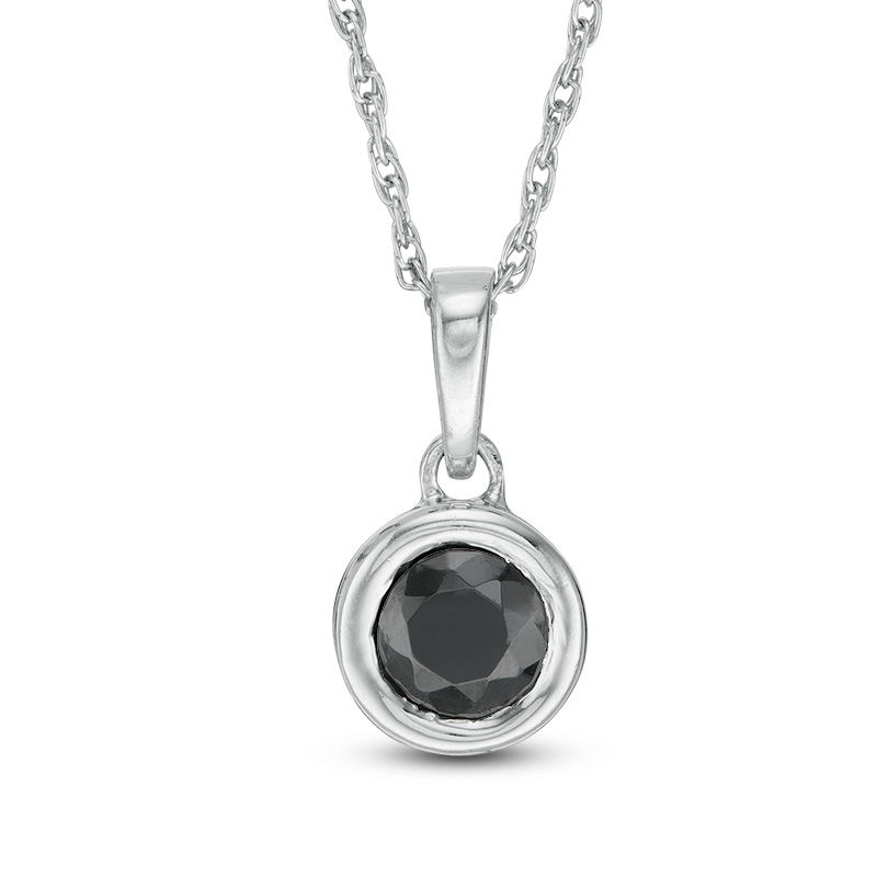 Main Image 1 of 0.37 CT. Black Diamond Bezel-Set Solitaire Pendant in 10K White Gold