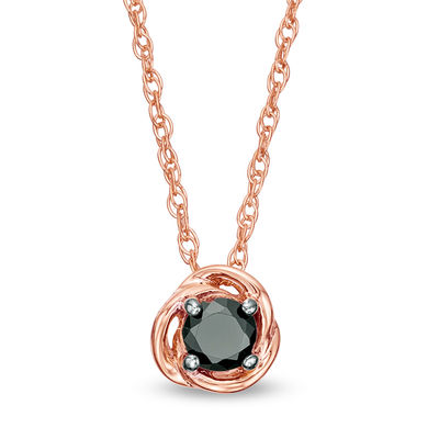 0.37 CT. Black Diamond Solitaire Swirl Frame Pendant in 10K Rose Gold