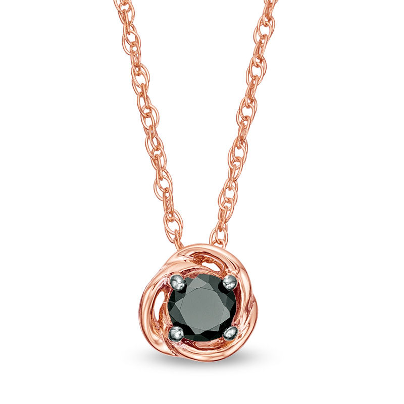 0.37 CT. Black Diamond Solitaire Swirl Frame Pendant in 10K Rose Gold|Peoples Jewellers