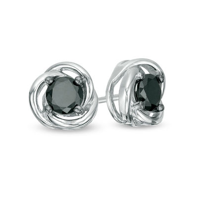 0.58 CT. T.W. Black Diamond Solitaire Open Swirl Frame Stud Earrings in 10K Gold