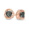 Thumbnail Image 0 of 0.58 CT. T.W. Black Diamond Solitaire Open Swirl Frame Stud Earrings in 10K Rose Gold