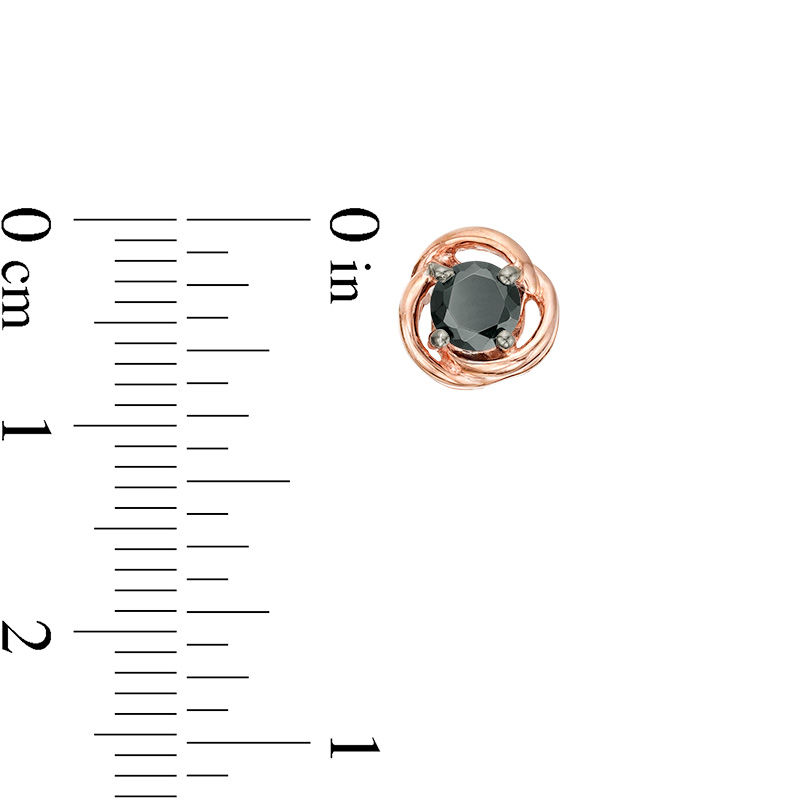 0.58 CT. T.W. Black Diamond Solitaire Open Swirl Frame Stud Earrings in 10K Rose Gold