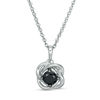 Thumbnail Image 1 of 0.37 CT. Black Diamond Solitaire Love Knot Pendant in 10K White Gold