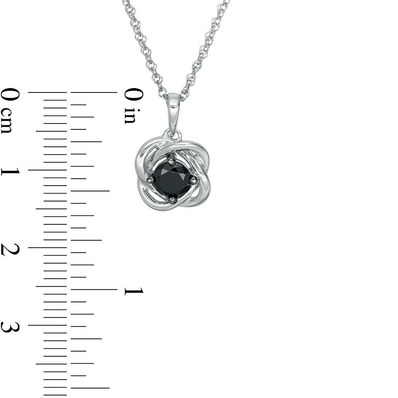 Main Image 3 of 0.37 CT. Black Diamond Solitaire Love Knot Pendant in 10K White Gold