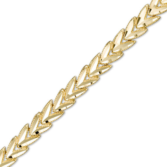 5.0mm Diamond-Cut "V"-Link Chain Vintage-Style Bracelet in 14K Gold - 7"