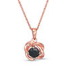 Thumbnail Image 0 of 0.37 CT. Black Diamond Solitaire Love Knot Pendant in 10K Rose Gold