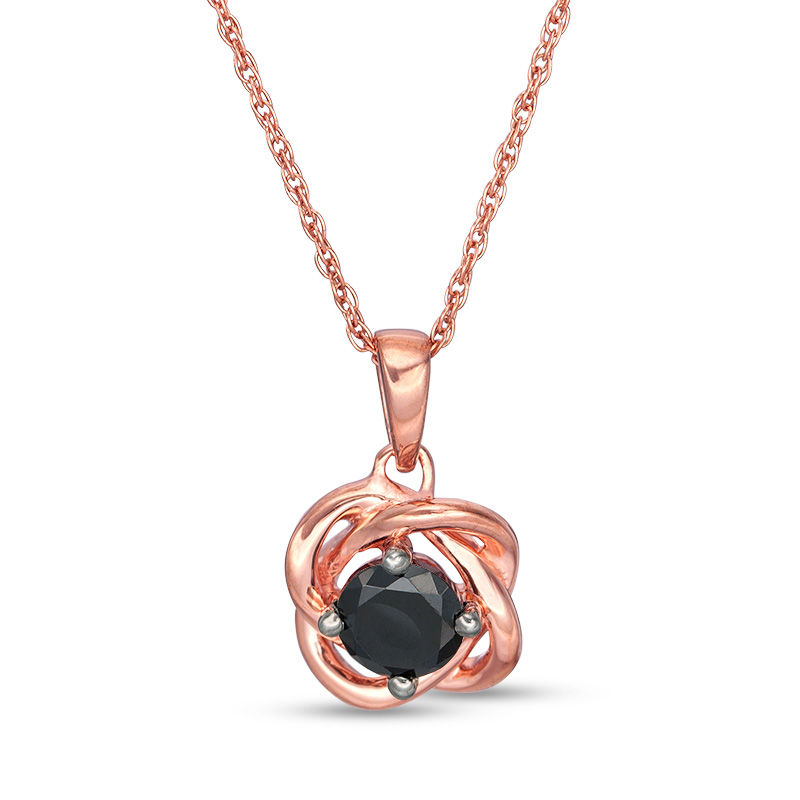 0.37 CT. Black Diamond Solitaire Love Knot Pendant in 10K Rose Gold|Peoples Jewellers