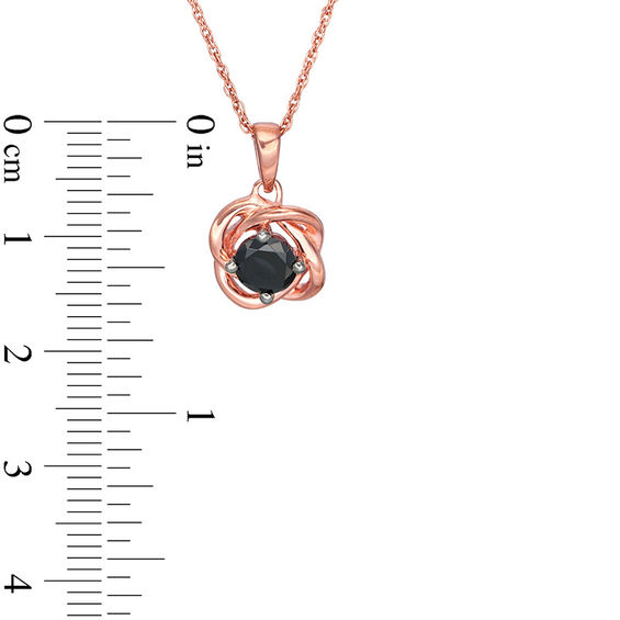 0.37 CT. Black Diamond Solitaire Love Knot Pendant in 10K Rose Gold