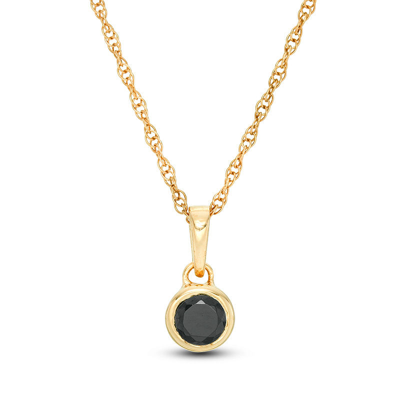 Main Image 1 of 0.18 CT. Black Diamond Bezel-Set Solitaire Pendant in 10K Gold