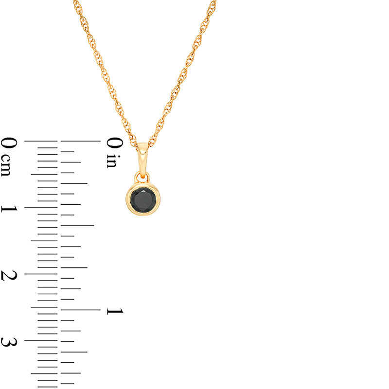 Main Image 3 of 0.18 CT. Black Diamond Bezel-Set Solitaire Pendant in 10K Gold