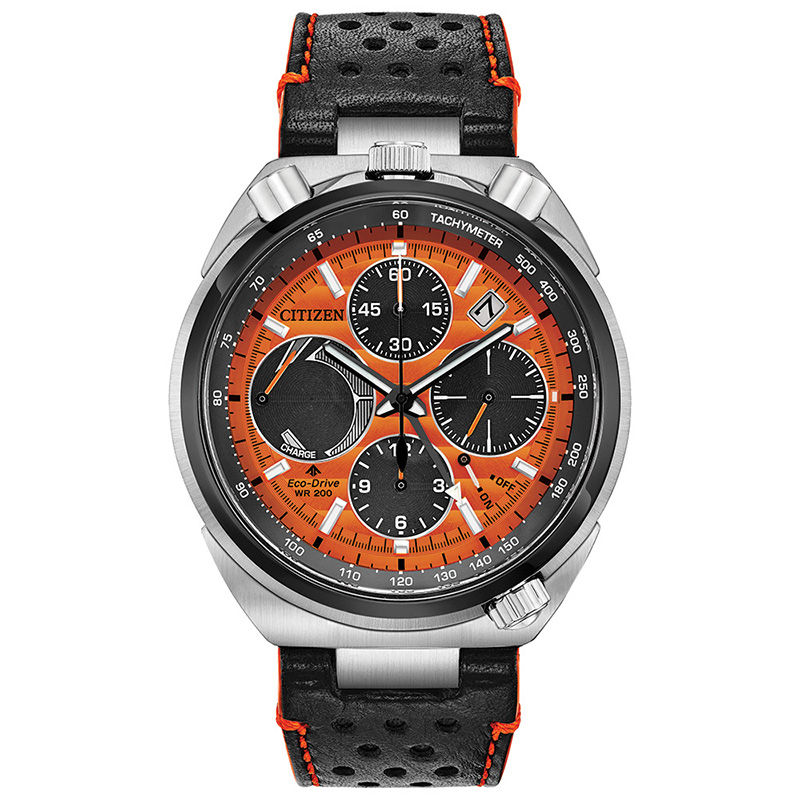 Men's Citizen Eco-Drive® Limited Edition Promaster Tsuno Racer Chronograph Watch with Orange Dial (Model: AV0078-04X)|Peoples Jewellers