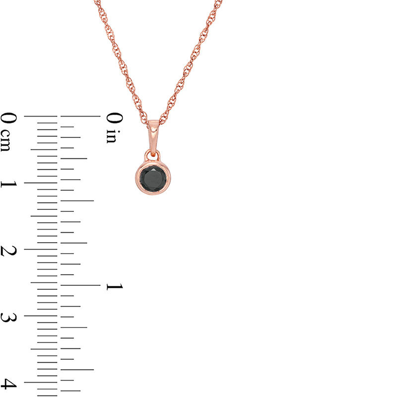 0.18 CT. Black Diamond Bezel-Set Solitaire Pendant in 10K Rose Gold