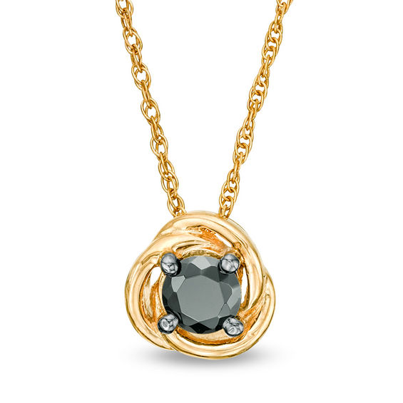 0.18 CT. Black Diamond Solitaire Swirl Frame Pendant in 10K Gold